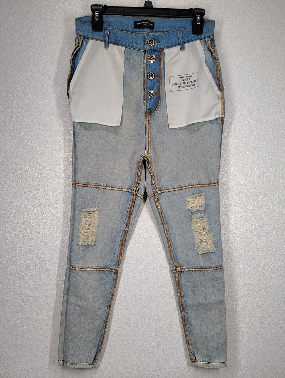 Maniere De Voir Light Blue Denim Button-Fly Jeans - Size 10